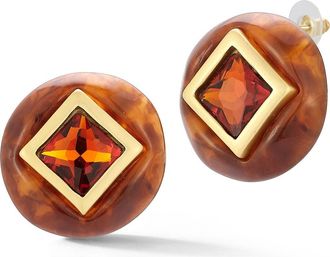 Sphera Milano Cubic Zirconia Statement Stud Earrings in Gold/brown at Nordstrom Rack