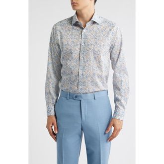 Jack Victor Bourget Floral Cotton Button-Up Shirt in Blue at Nordstrom Rack, Size Xx-Large