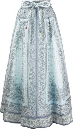 Zimmermann Matchmaker midi skirt - women - Linen/Flax/Silk/Polyester/Cotton - 0 - Blue