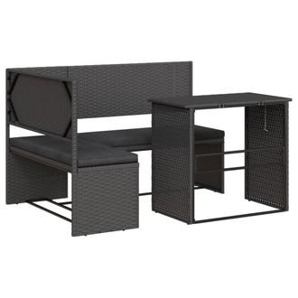 vidaXL Vidaxl Divano Da Giardino Con Tavolo E Cuscini A L Nero In