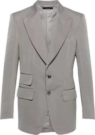Tom Ford peak-lapels single-breasted blazer - men - Silk/Silk/Cotton/Cupro - 50 - Grey