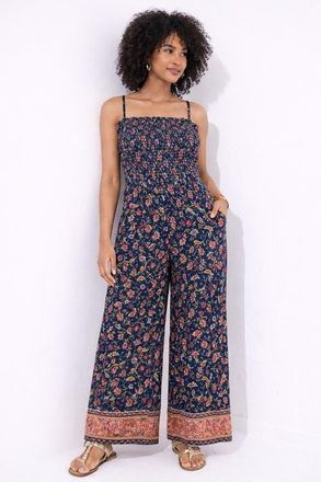 Joe Browns Smocked Jumpsuit in Navy Garden Floral at Nordstrom, Size 20