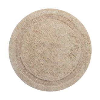 Wecon Home Alfombra de ba&ntilde;o beige redonda de algod&oacute;n 80 cm