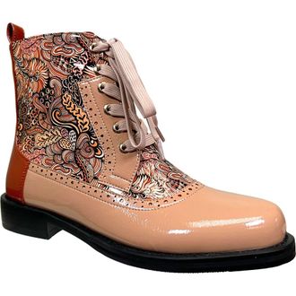 Ninety Union Mixed Print Lace-Up Boot in Camel Multi at Nordstrom Rack, Size 12