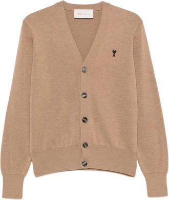 Ami Cardigan Ami de Coeur - Heren - Vesten - Beige - S - Wol - Truien & Vesten