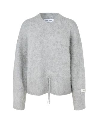 Sams&oslash;e & Sams&oslash;e Grey Salo Melange Brushed V-Neck Sweater