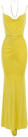Elisabetta Franchi Maxi Jurk met Draping - Dames - Avondkleed - Geel - L - Kleedjes