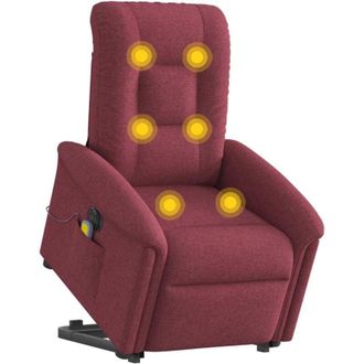 vidaXL Vidaxl - Sill&oacute;n De Masaje El&eacute;ctrico Reclinable Elevable Tela Rojo Tinto