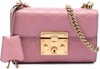 Gucci Pre-owned Padlock Crossbody Bag - Dames - Vintage Schoudertas - Roze - ONE Size - Leer - Vintage