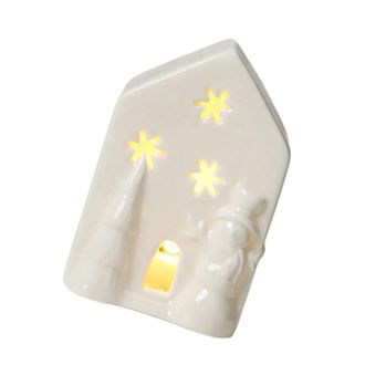 OEM Casita Navide&ntilde;a De Barro, Decoraci&oacute;n Iluminada Con Led, - Blanco