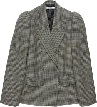 Acne Studios Blazer met pied-de-poule print - Zwart