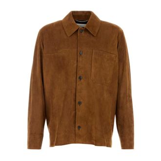 Saint Laurent Surchemise Poche Pla - male - Saint Laurent - Leather Jackets - Brown - 2XL - Jackets
