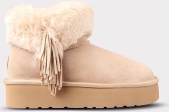 Lamofootwear Womens Amari Suede Platform Boot In Sand