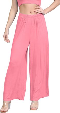 Janisramone Hamishkane Womens Plain Flared Palazzo Elasticated Waist Wide Leg Yoga Pants for Women UK Elegant Palazzo Trousers for Women UK - Ideal Ladies Summer 