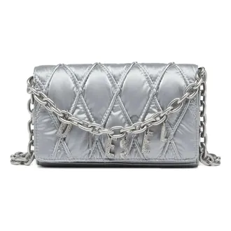 Diesel Cross Body Bags, female, Gray, Size: ONE SIZE Charm-D Quilted Chain-Strap Mini Bag