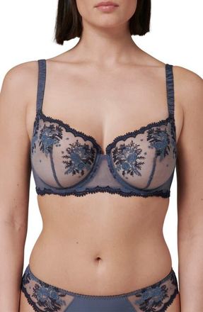 Simone P&eacute;r&egrave;le Intrigue Sheer Underwire Demi Bra in Cinder Blue at Nordstrom, Size 34E