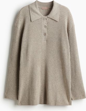 H&M Poloshirt in Rippstrick - Brown