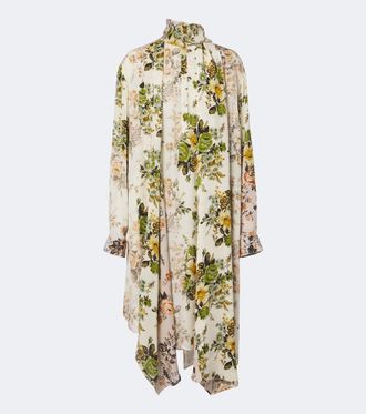 Acne Studios Abito midi in seta con stampa floreale