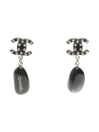 Chanel 2004 CC oorbellen met stras - Zilver