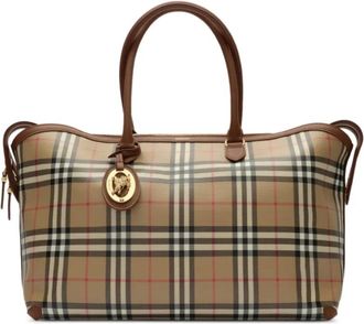 Burberry Borsa Tote Media con Zip e Motivo Check - - Bags - Donna - Beige - ONE SIZE