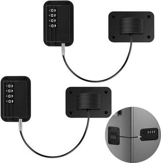 OEM Cerradura Para Armario Con Combinaci&oacute;n - No Requiere Taladrar - Cierre De Seguridad Infantil - Color Negro - 2 Unidades