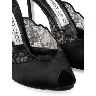 Jimmy Choo London Womens Mules Brigitte 100 Black Satin Satin-Calf Leather Satin/calf