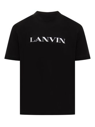 Lanvin Lanvin MenS Black Logo Embroidered T-Shirt