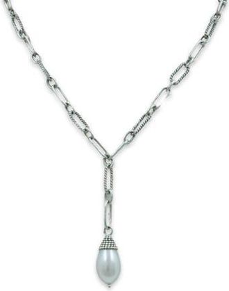 Samuel B. Pearl Drop Paper Clip Chain Necklace in White at Nordstrom Rack