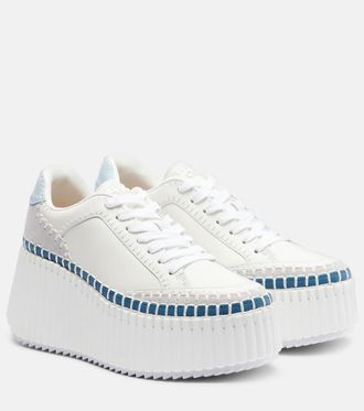 Chlo&eacute; Nama leather platform sneakers