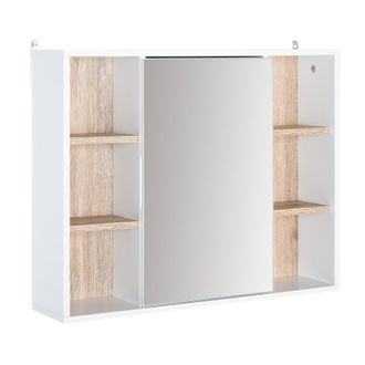 HOMCOM Armario espejo 60x14,5x49,4 cm blanco y roble