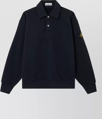 Stone Island cotton oversized long-sleeve polo shirt