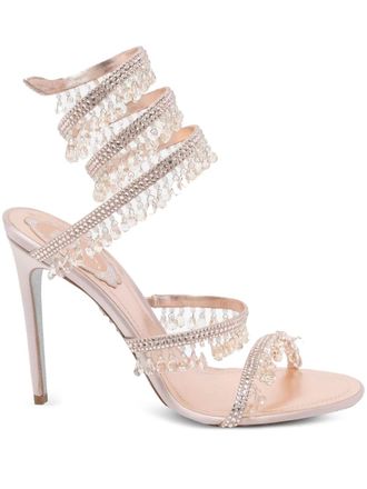Rene Caovilla 105mm crystal-chandelier heeled sandals - Pink