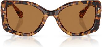 Swarovski 54mm Pillow Sunglasses in Light Havana /Bronze at Nordstrom