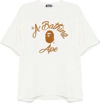 A Bathing Ape T-shirt college con dettaglio cuciture - Toni neutri