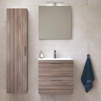 Vitra Mia Set Mueble 59x61x39,5cm Con Espejo, Lavabo, Iluminacion Led + Armario 145x35x35cm, Cordoba