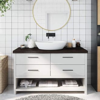 vidaXL Encimera De Ba&ntilde;o Madera Tratada Marr&oacute;n Oscuro 100x40x(2-6) Cm Vidaxl