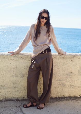 Mango Blusa righe nodo marrone - Donna - S - MANGO