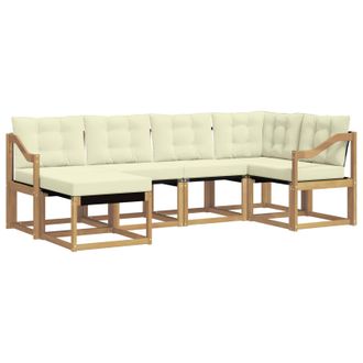 vidaXL Conjunto De Sof&aacute;s De Exterior Con Coj&iacute;n 6 Pcs Blanco Y Crema Vidaxl