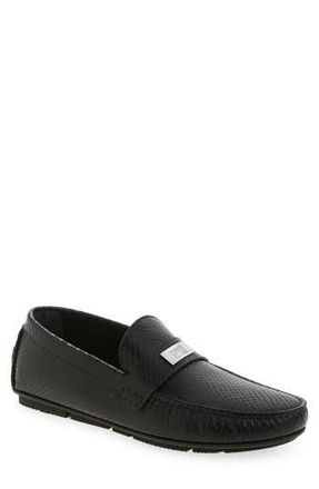 Roberto Cavalli Leather Embossed Driving Loafer in Black at Nordstrom Rack, Size 11.5