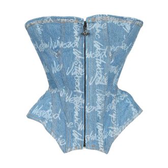 Vivienne Westwood Denim Cobrax Corset - female - Vivienne Westwood - Sleeveless Tops - Blue - XS - Tops