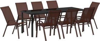 vidaXL vidaXL Garden Dining Set 9 pcs Brown Textilene and steel