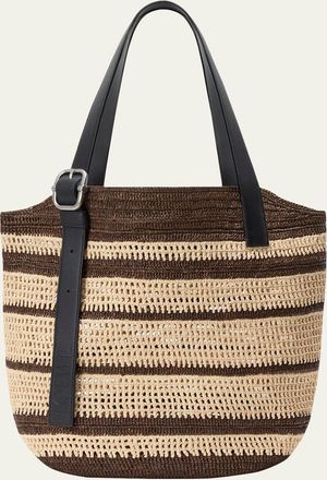 Loewe x Paulas Ibiza Loop Striped Raffia Basket Tote Bag