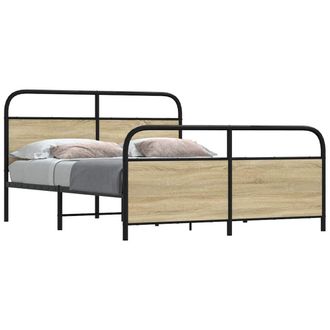 Berkfield Home Metal Bed Frame without Mattress Sonoma Oak 150x200 cm King Size in Brown