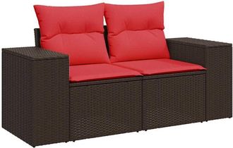 vidaXL Garden Sofa with Cushions 2-Seater Brown Poly Rattan vidaXL
