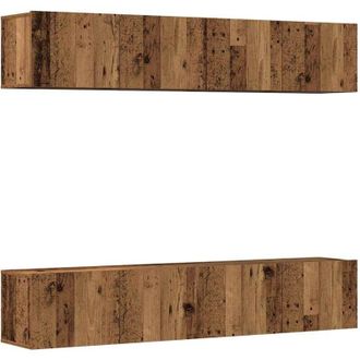 vidaXL Vidaxl - Muebles de tv de pared 4 uds madera vieja madera de ingeniería