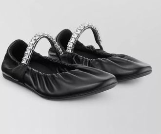 Jimmy Choo London crystal embellished leather ballerina shoes