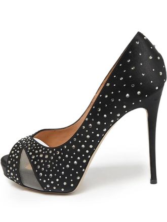 Valentino Garavani 125MM mesh rhinestone pumps - Black