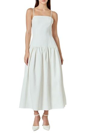 endless rose Drop Waist Sleeveless Linen Blend Maxi Dress in Ivory at Nordstrom, Size Medium