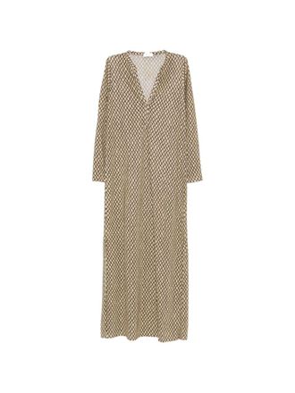 Siyu Womens V-Neck Long Sleeves Money Kaftan Dress
