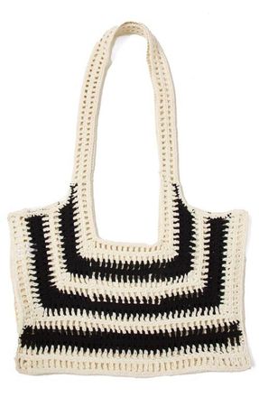 L*Space Caylin Crochet Tote in Black /White at Nordstrom